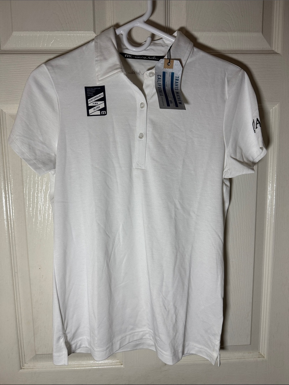 Travis Mathew Performance White Women’s Pima Blend Short-Sleeve Polo Sz Small
